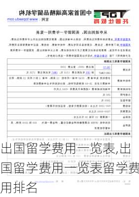 出国留学费用一览表,出国留学费用一览表留学费用排名-第1张图片-阳光出游网