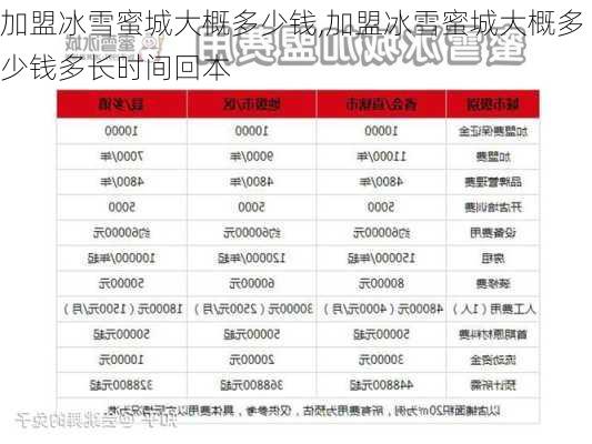 加盟冰雪蜜城大概多少钱,加盟冰雪蜜城大概多少钱多长时间回本-第3张图片-阳光出游网