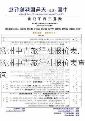 扬州中青旅行社报价表,扬州中青旅行社报价表查询-第3张图片-阳光出游网