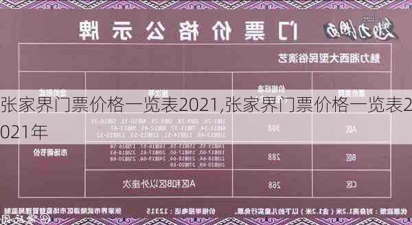 张家界门票价格一览表2021,张家界门票价格一览表2021年-第3张图片-阳光出游网