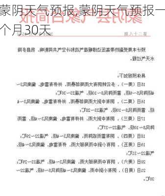 蒙阴天气预报,蒙阴天气预报一个月30天-第1张图片-阳光出游网