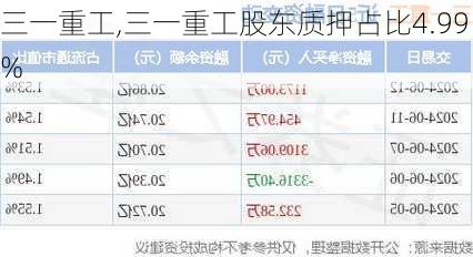 三一重工,三一重工股东质押占比4.99%-第2张图片-阳光出游网