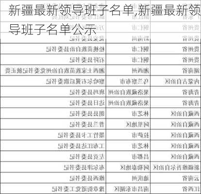 新疆最新领导班子名单,新疆最新领导班子名单公示